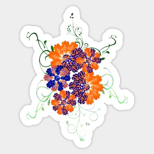 Orange Floral Decoration Dream Love Sticker